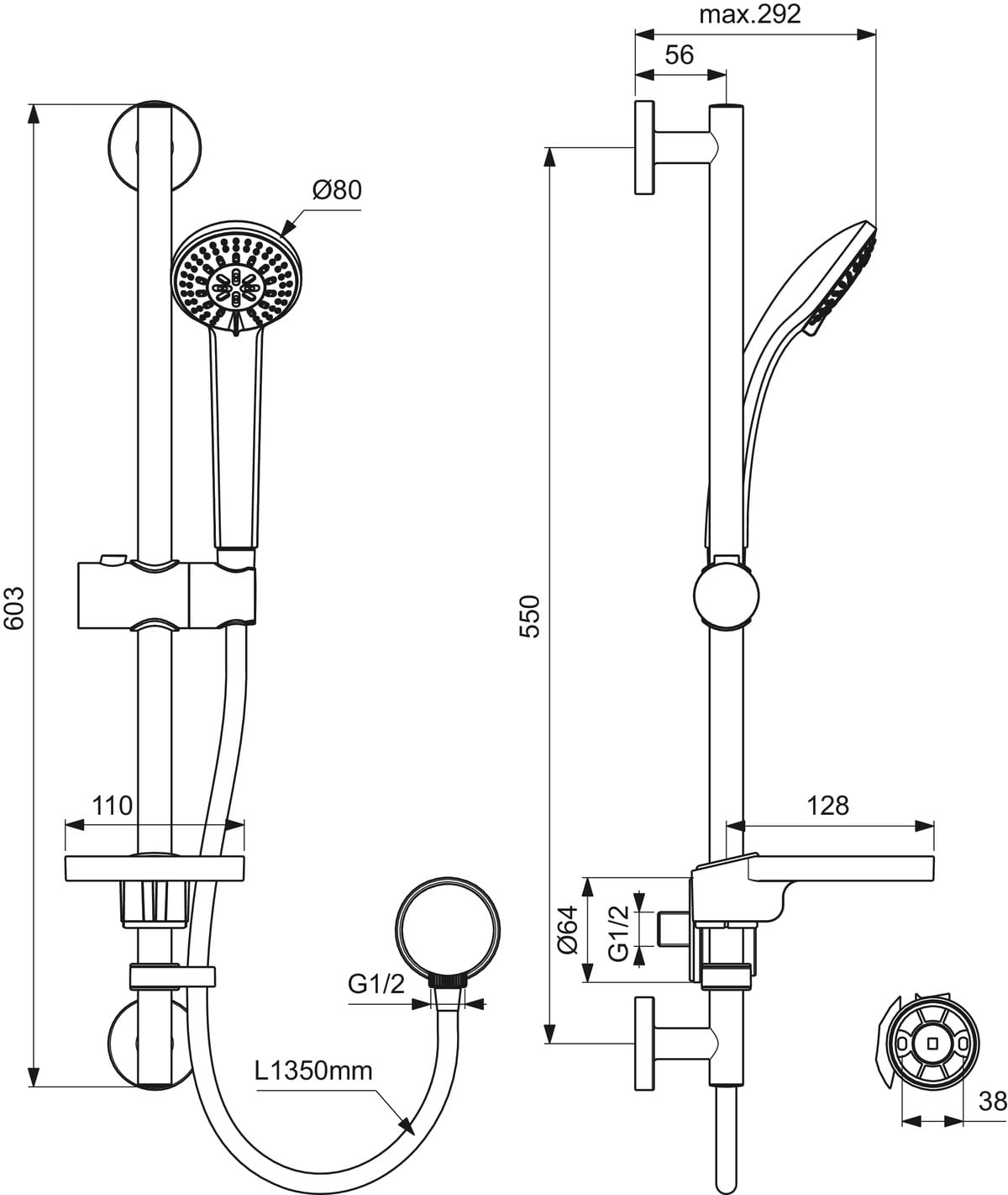 ideal-standard-idealrain-b9410aa-duschset-chrom-3-strahlarten image 4