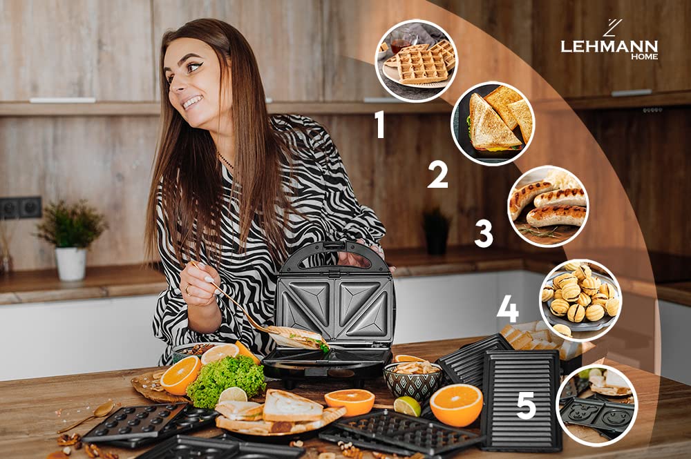 lehmann-sandwichmaker-5in1-800w-waffeleisen-grill image 2