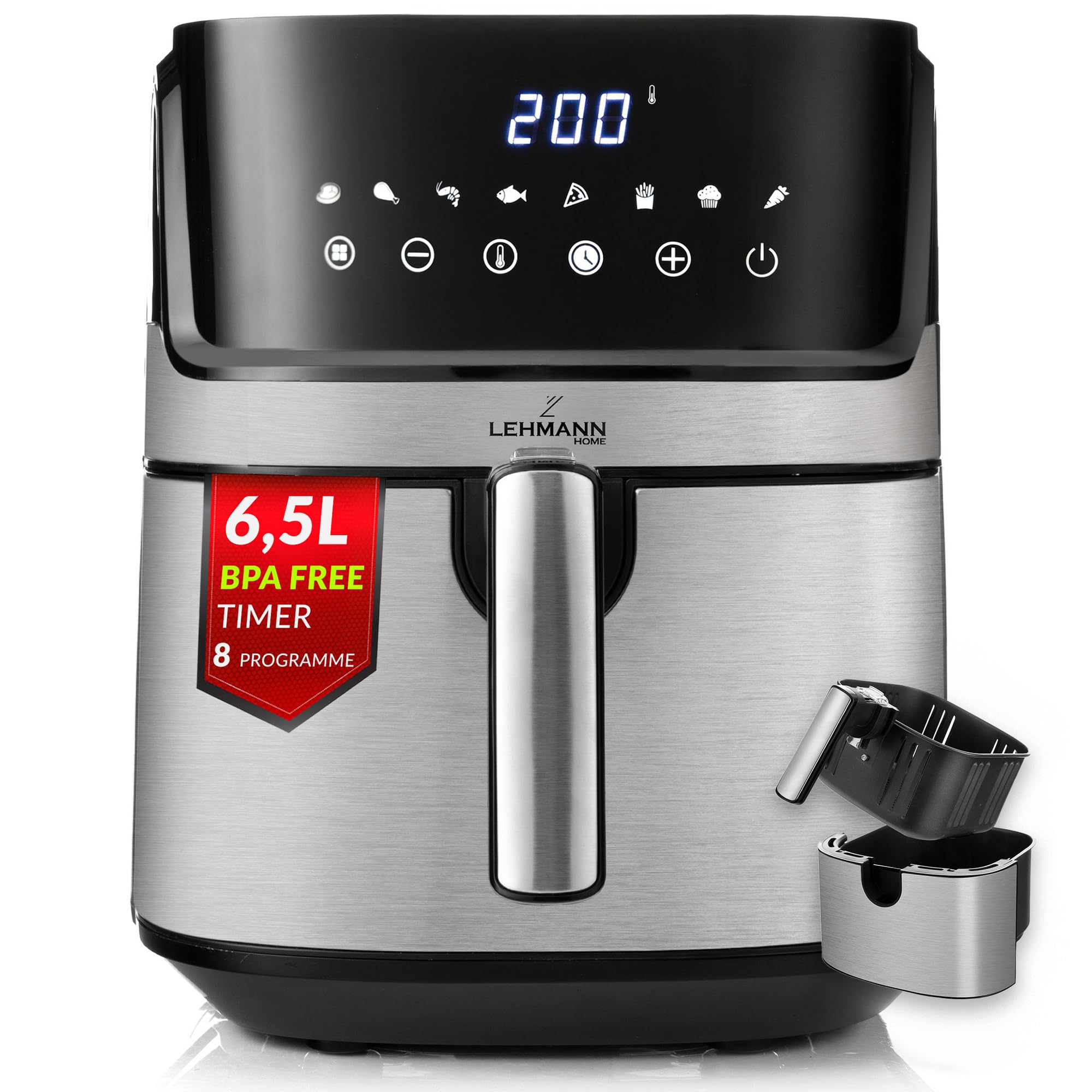 lehmann-hei-luftfritteuse-xl-6-5l-airfryer-8-programme-schwarz image 1
