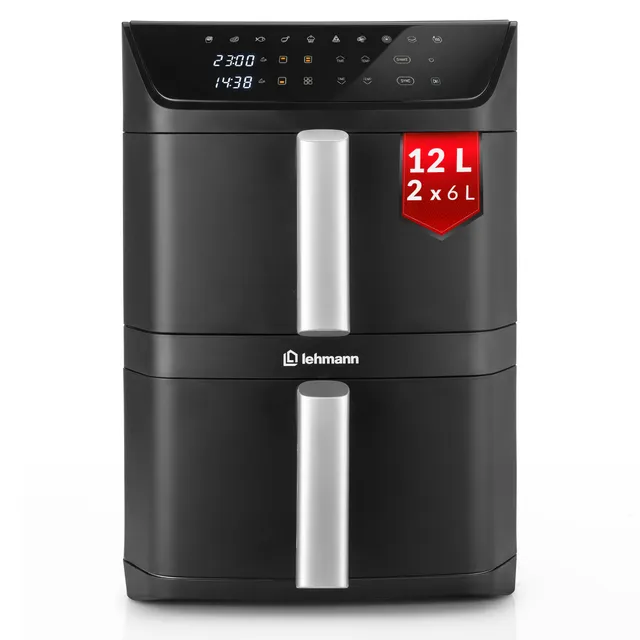 lehmann-origin-hei-luftfritteuse-12l-doppelkammer-2800w-schwarz image 1