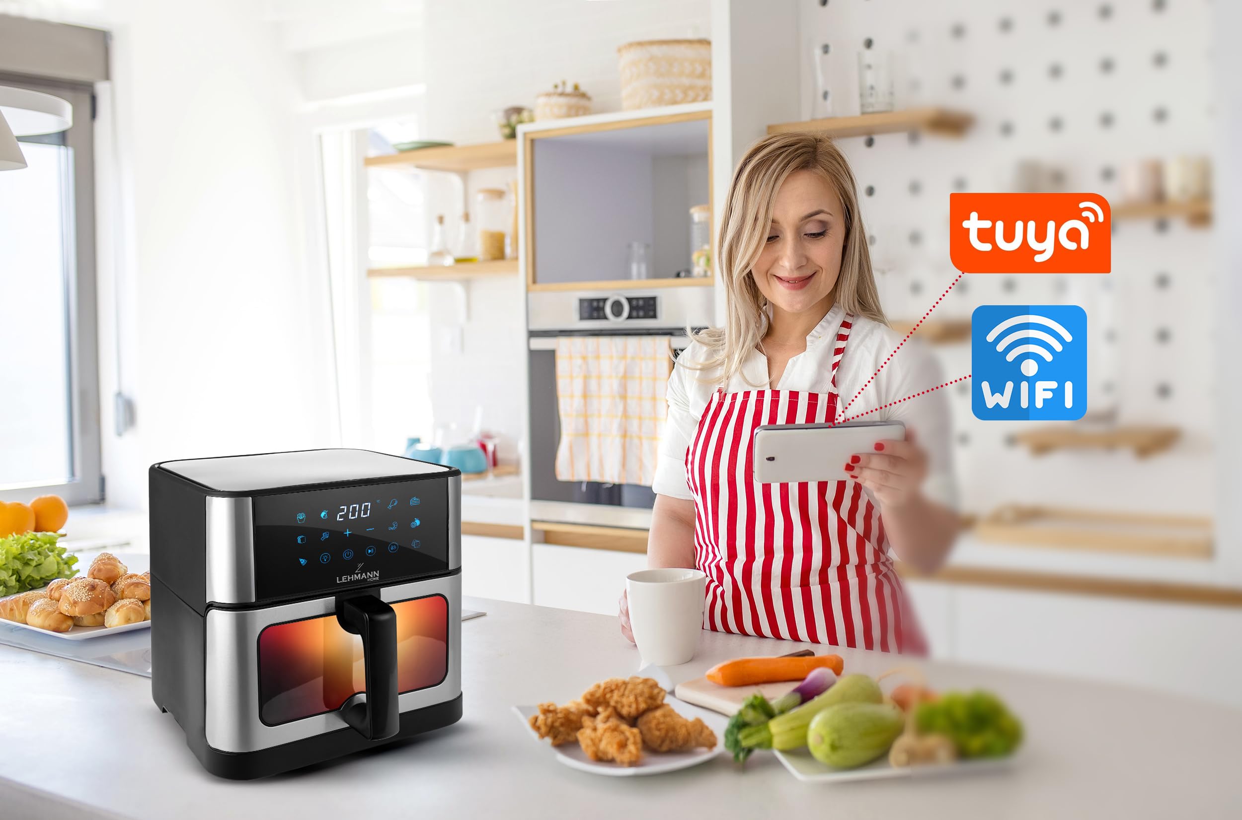 lehmann-hei-luftfritteuse-10l-air-fryer-xxl-wifi-sichtfenster image 3