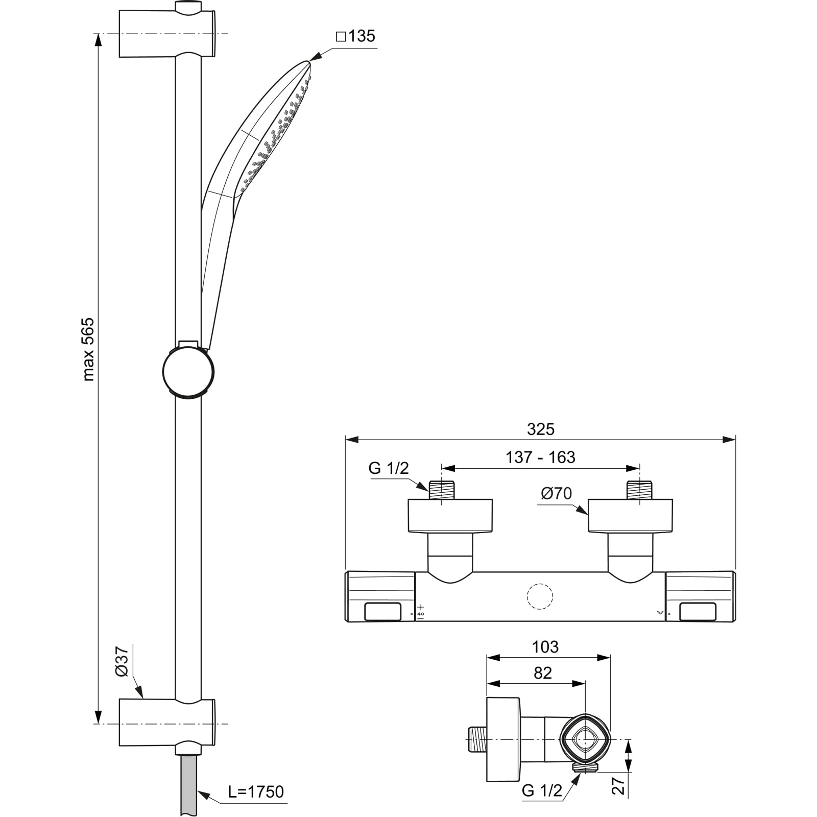 ideal-standard-a7234aa-ceratherm-t100-brausekombination image 3