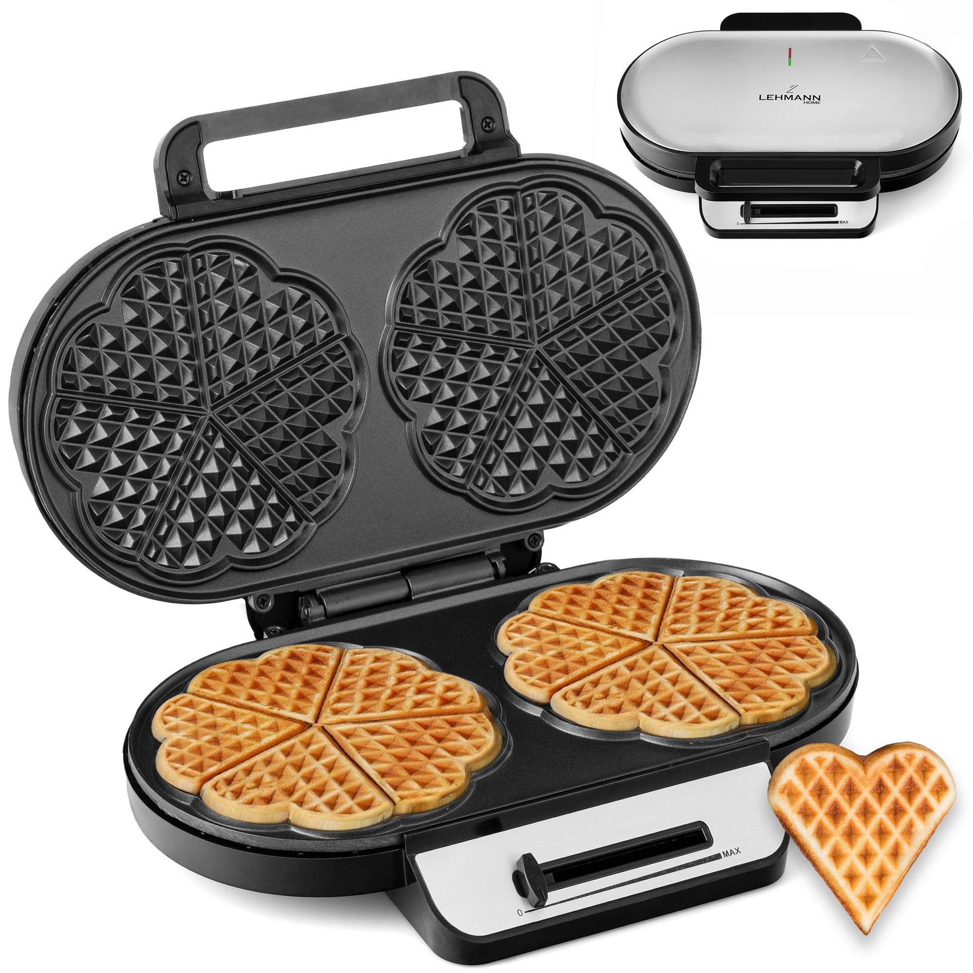 lehmann-gofrownice-doppel-herzform-waffeleisen-1200w-schwarz-silber image 1
