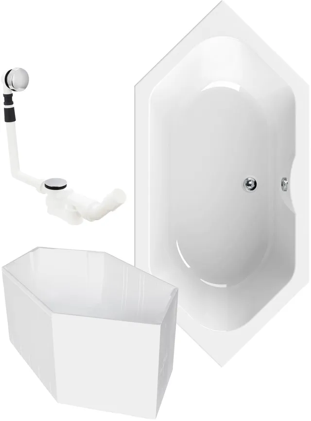calmwaters-badewanne-190x90-6-eck-acrylwanne-komplett-set-wei image 1