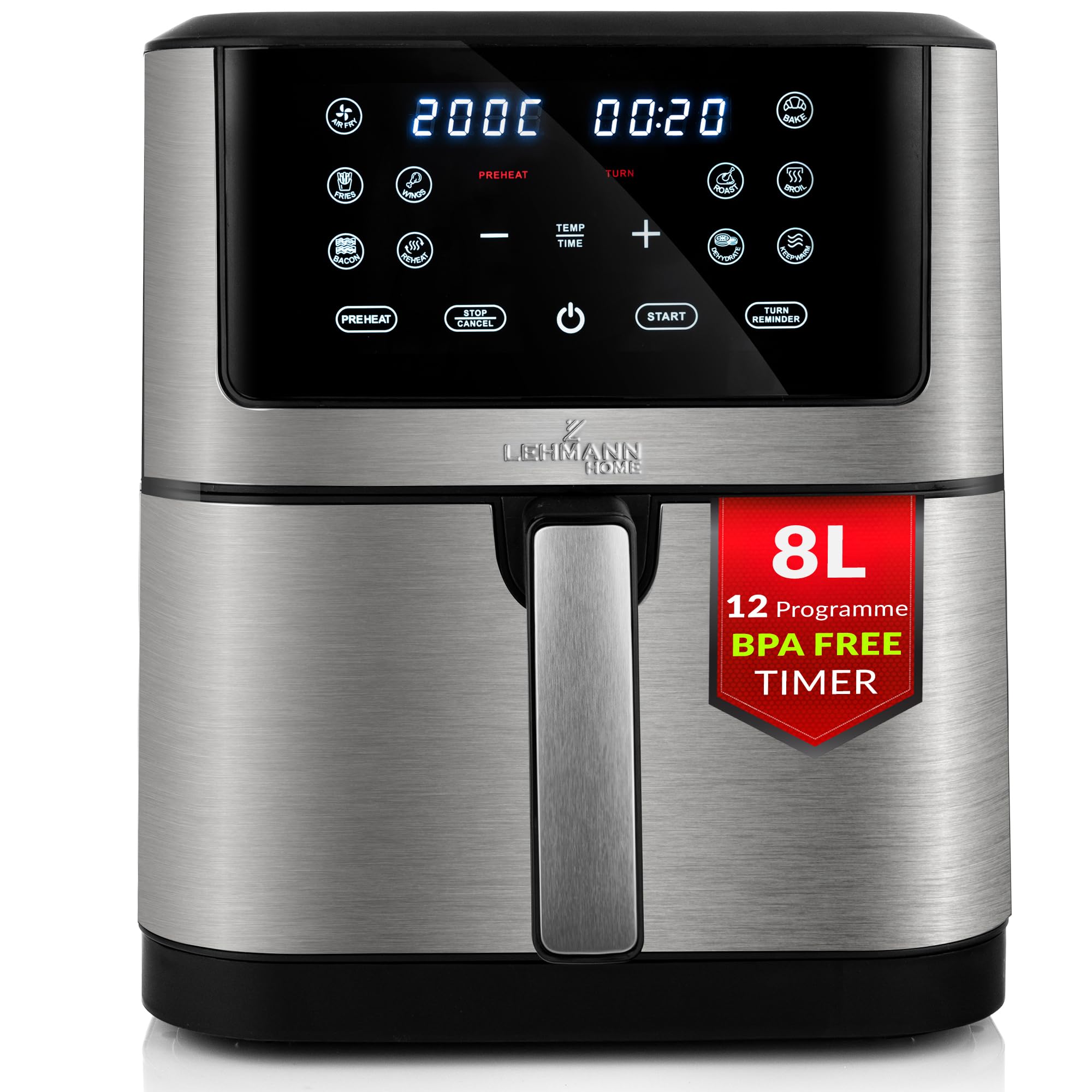lehmann-hei-luftfritteuse-xxl-8l-1800w-12-programme-air-fryer image 1