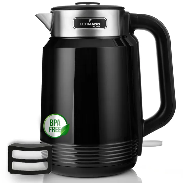 lehmann-wasserkocher-schwarz-edelstahl-2l-2200w-doppelwand image 1