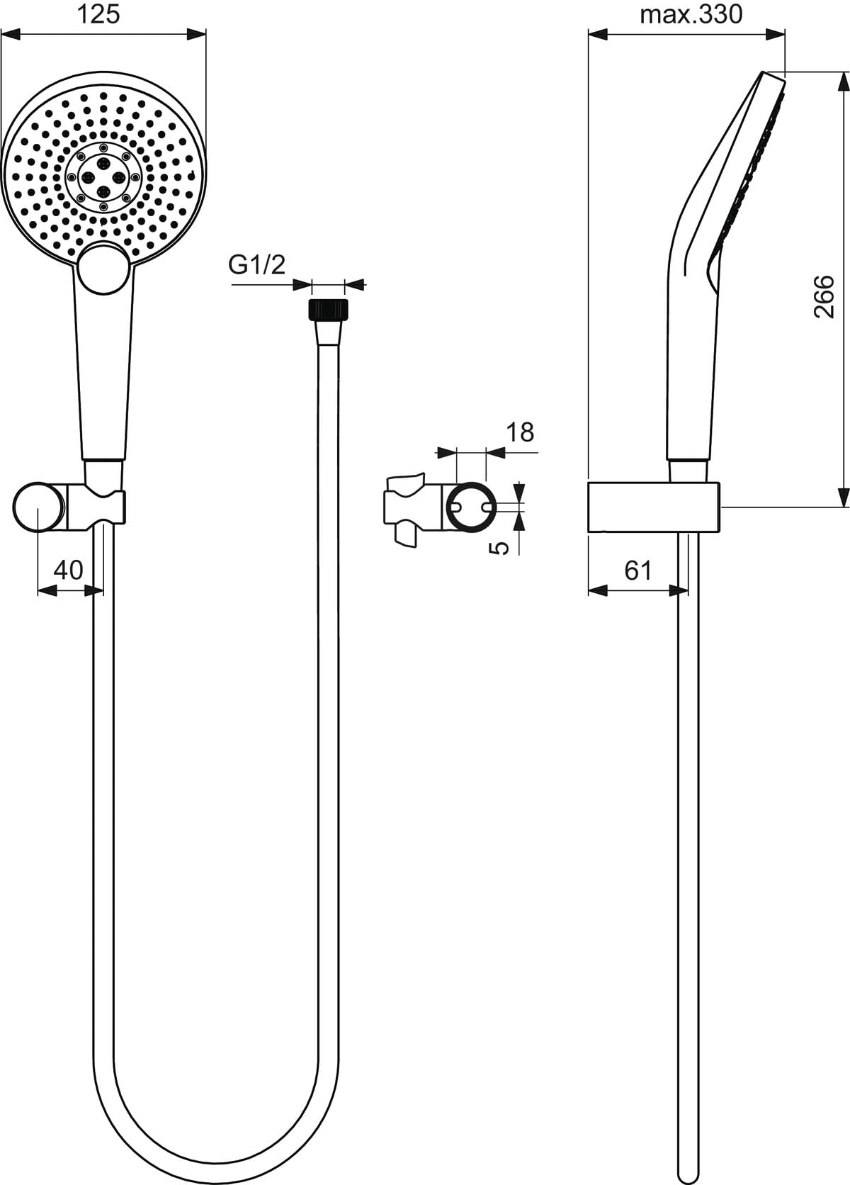 ideal-standard-idealrain-evo-jet-b1765aa-handbrause-set-125-mm-chrom-3-strahlig image 5