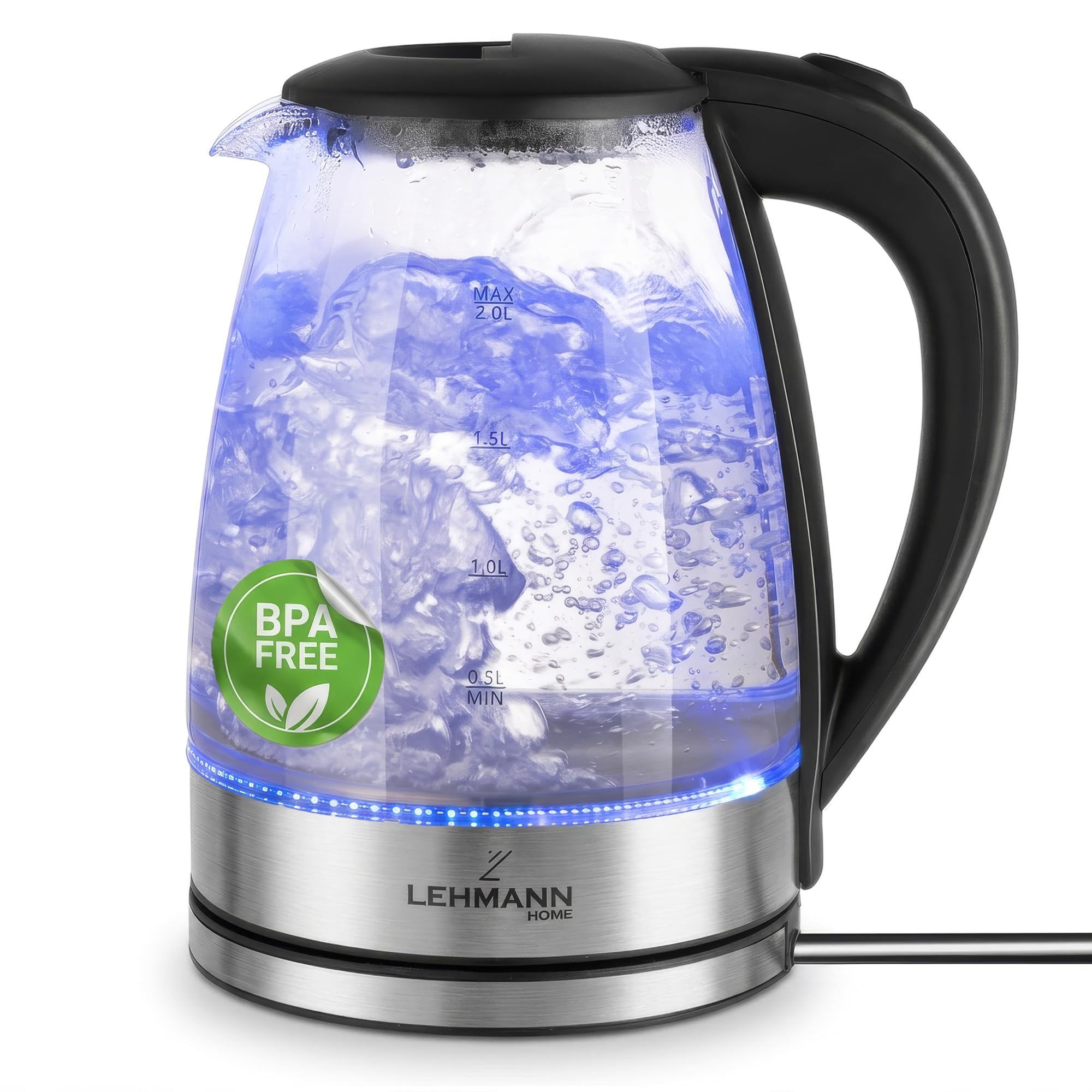 lehmann-wasserkocher-glas-2-l-2200-w-transparent-led image 1