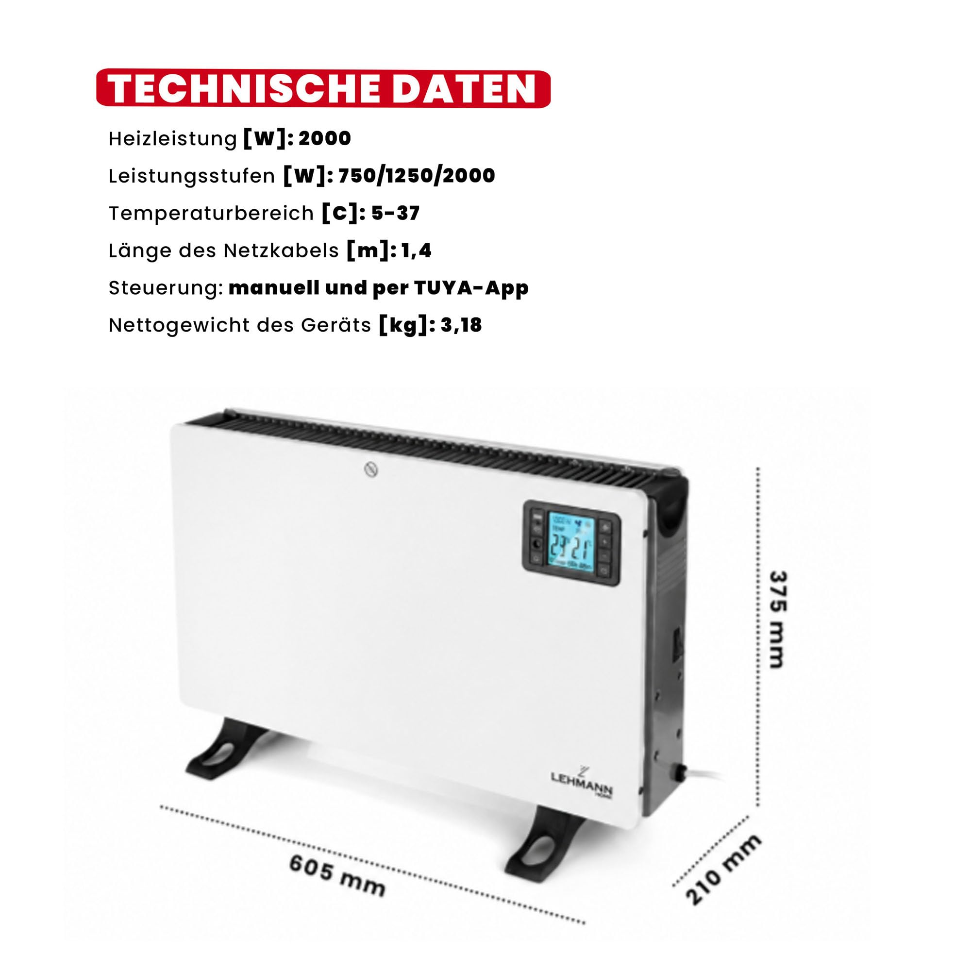 lehmann-konvektor-heizung-wlan-app-2000w-fernbedienung-timer image 3