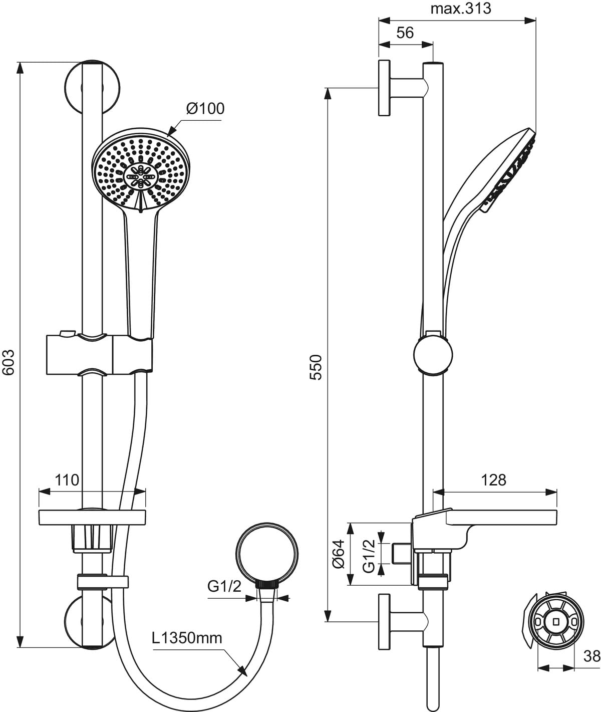 ideal-standard-idealrain-m3-duschset-3-strahlig-600-mm-chrom image 4