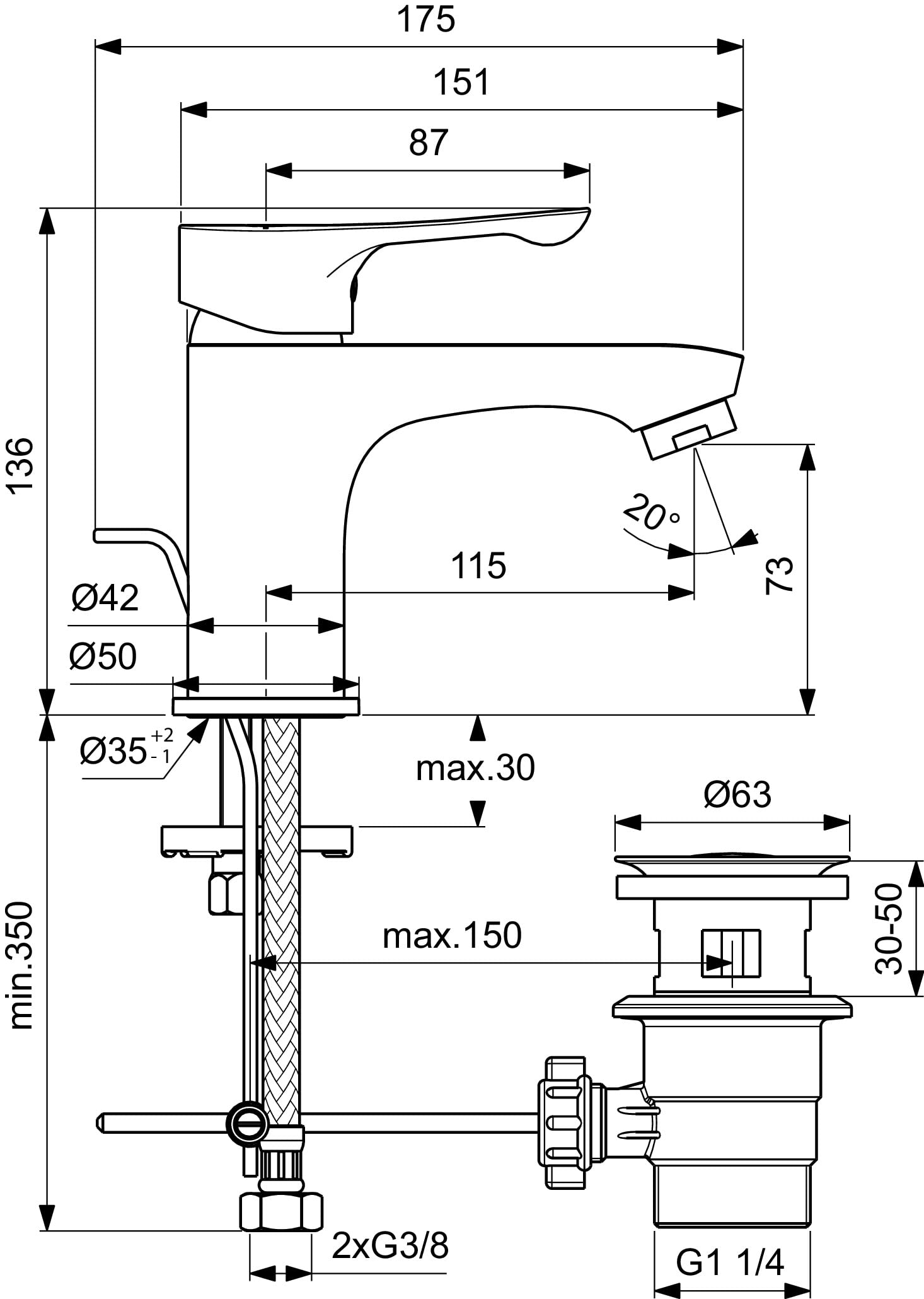ideal-standard-melange-waschtischarmatur-bc486aa-chrom image 3
