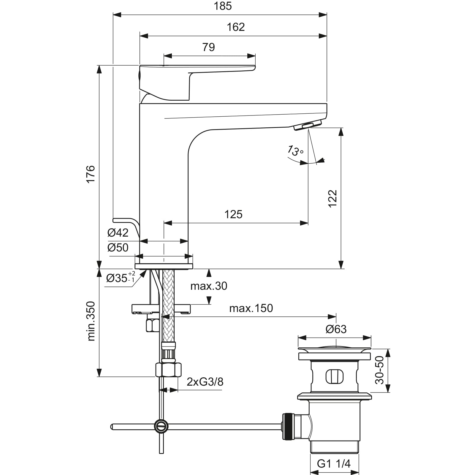 ideal-standard-cerafine-o-waschtischarmatur-122mm-chrom image 7