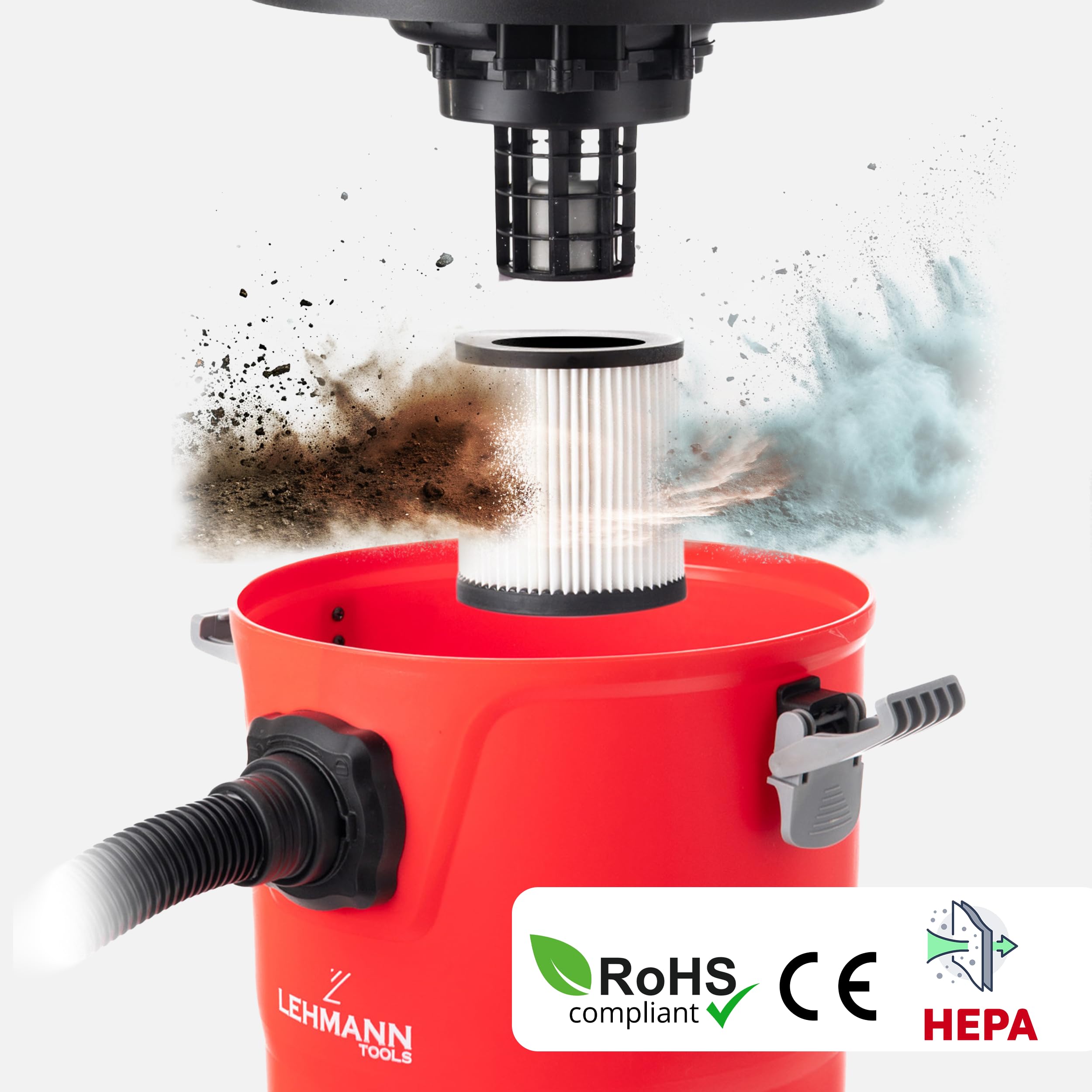 lehmann-industriestaubsauger-30l-2000w-rot-steckdose-hepa image 7