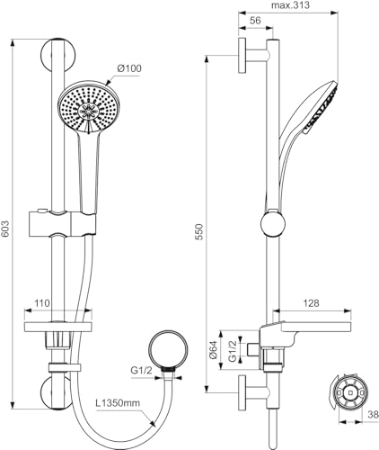 ideal-standard-idealrain-m3-duschset-3-strahlig-600-mm-chrom image 8