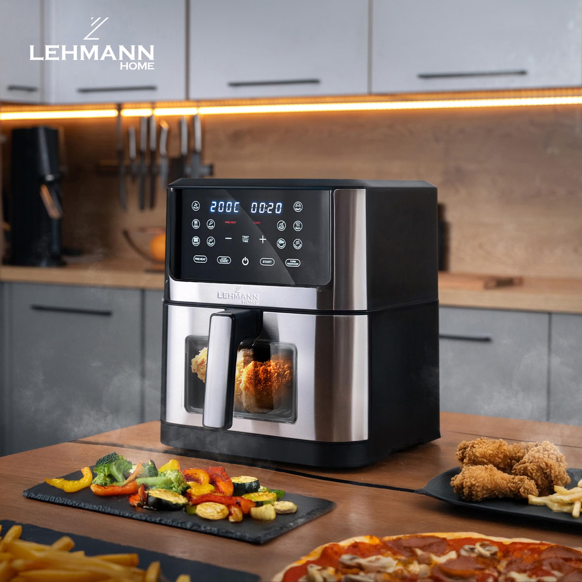 lehmann-hei-luftfritteuse-xxl-8l-dual-zone-sichtfenster-12-prog image 2