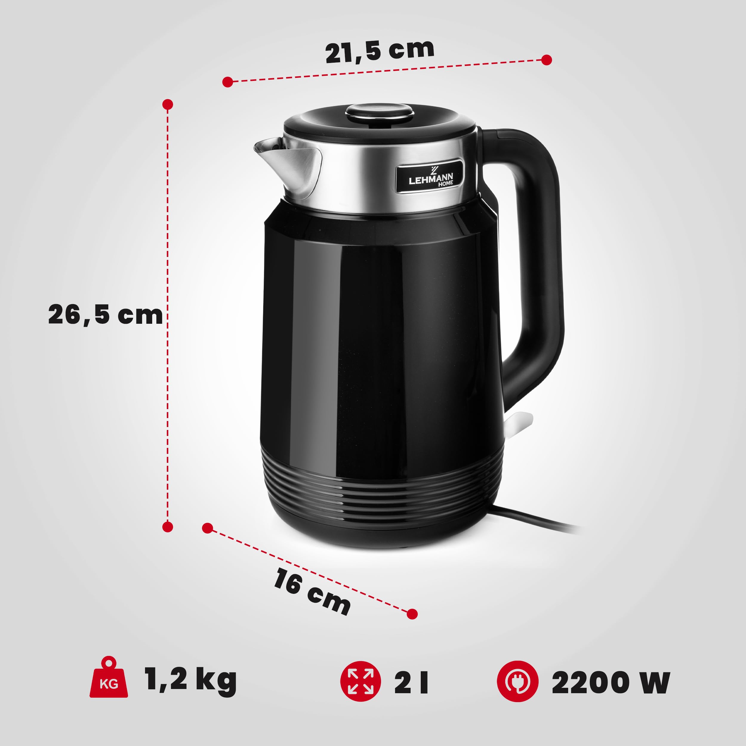 lehmann-wasserkocher-schwarz-edelstahl-2l-2200w-doppelwand image 2