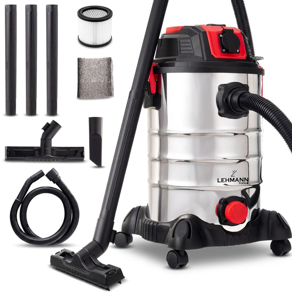 lehmann-industriestaubsauger-30l-nass-trockensauger-mit-steckdose image 1
