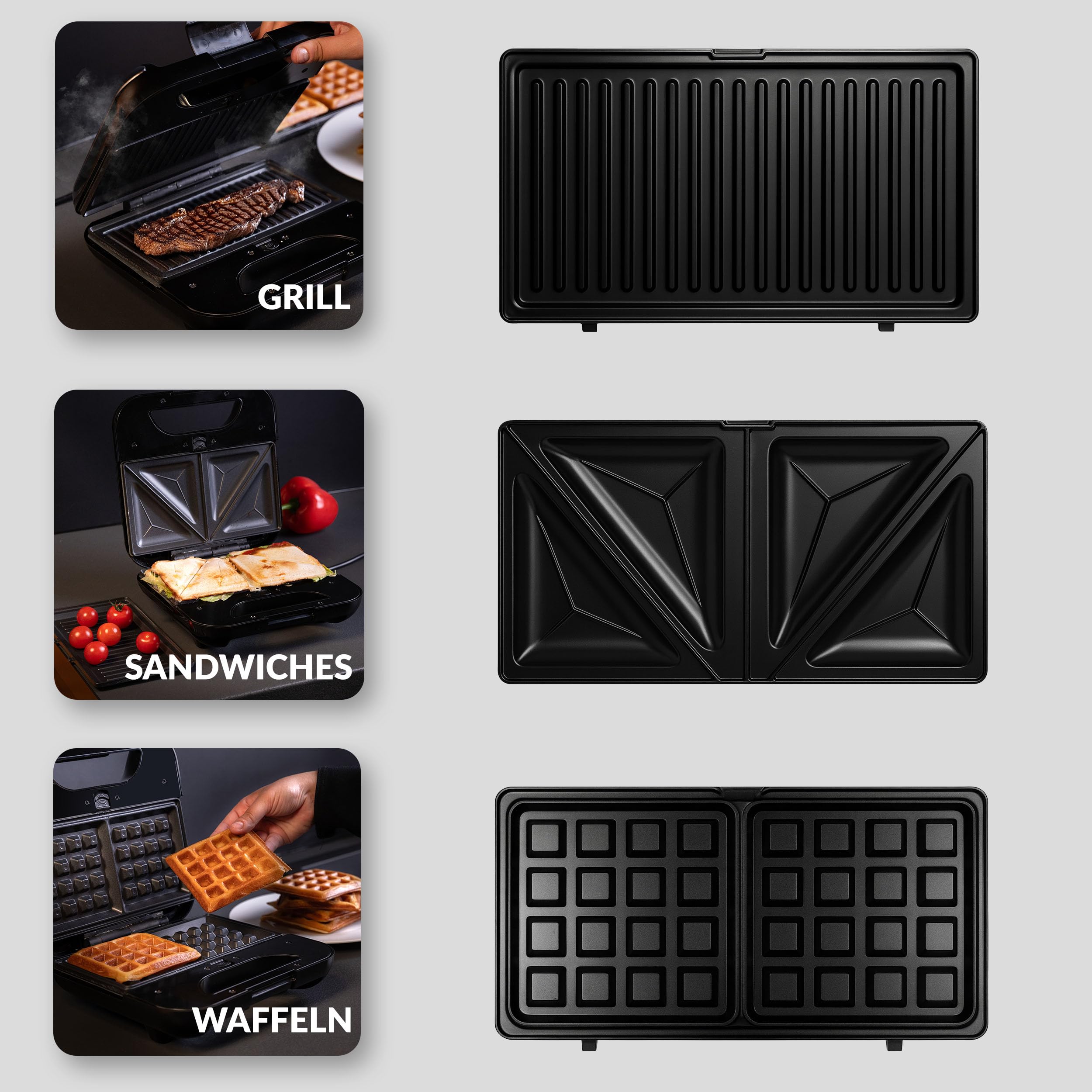 lehmann-sandwichmaker-3-in-1-waffeleisen-kontaktgrill-800w image 7