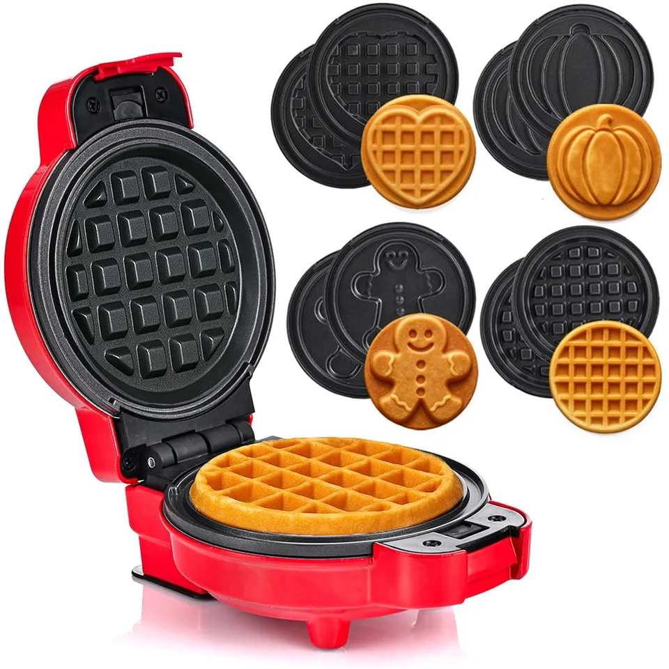 lehmann-gofrownice-mini-waffeleisen-rot-wechselplatten-4in1 image 1