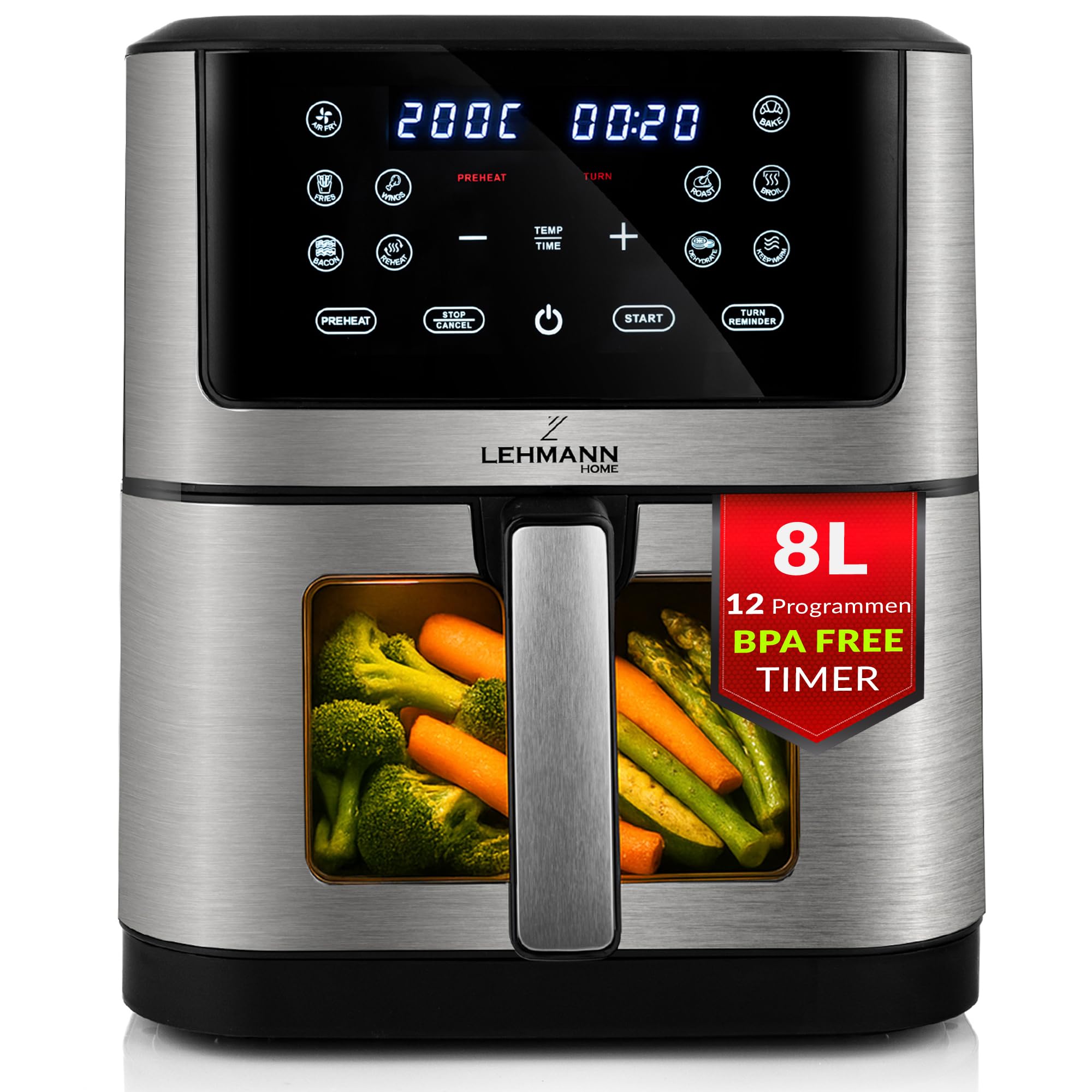 lehmann-hei-luftfritteuse-xxl-8l-dual-zone-sichtfenster-12-prog image 1