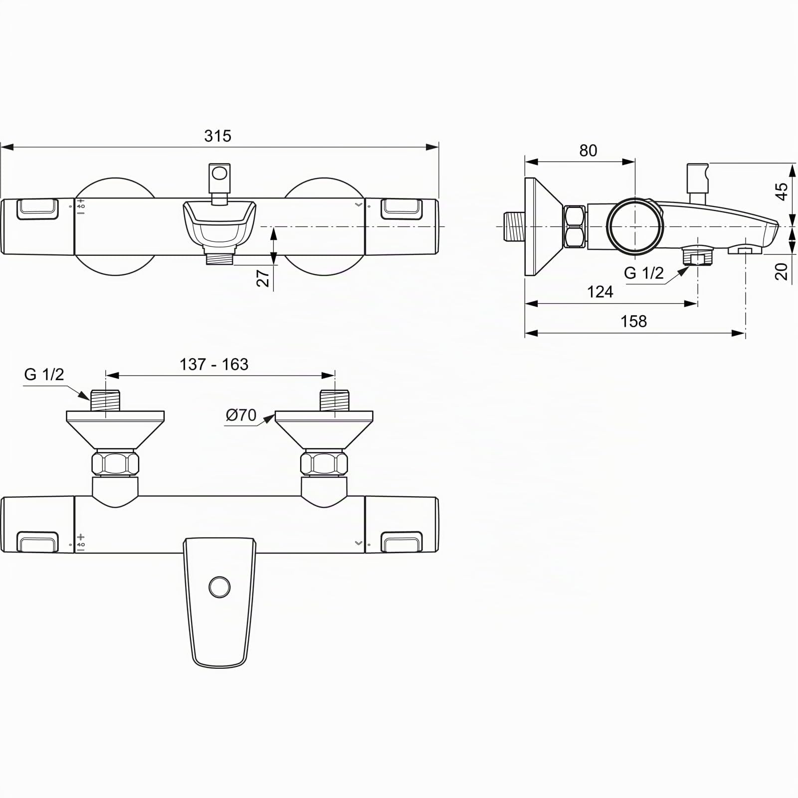ideal-standard-ceratherm-t25-wannenarmatur-thermostat-chrom image 7