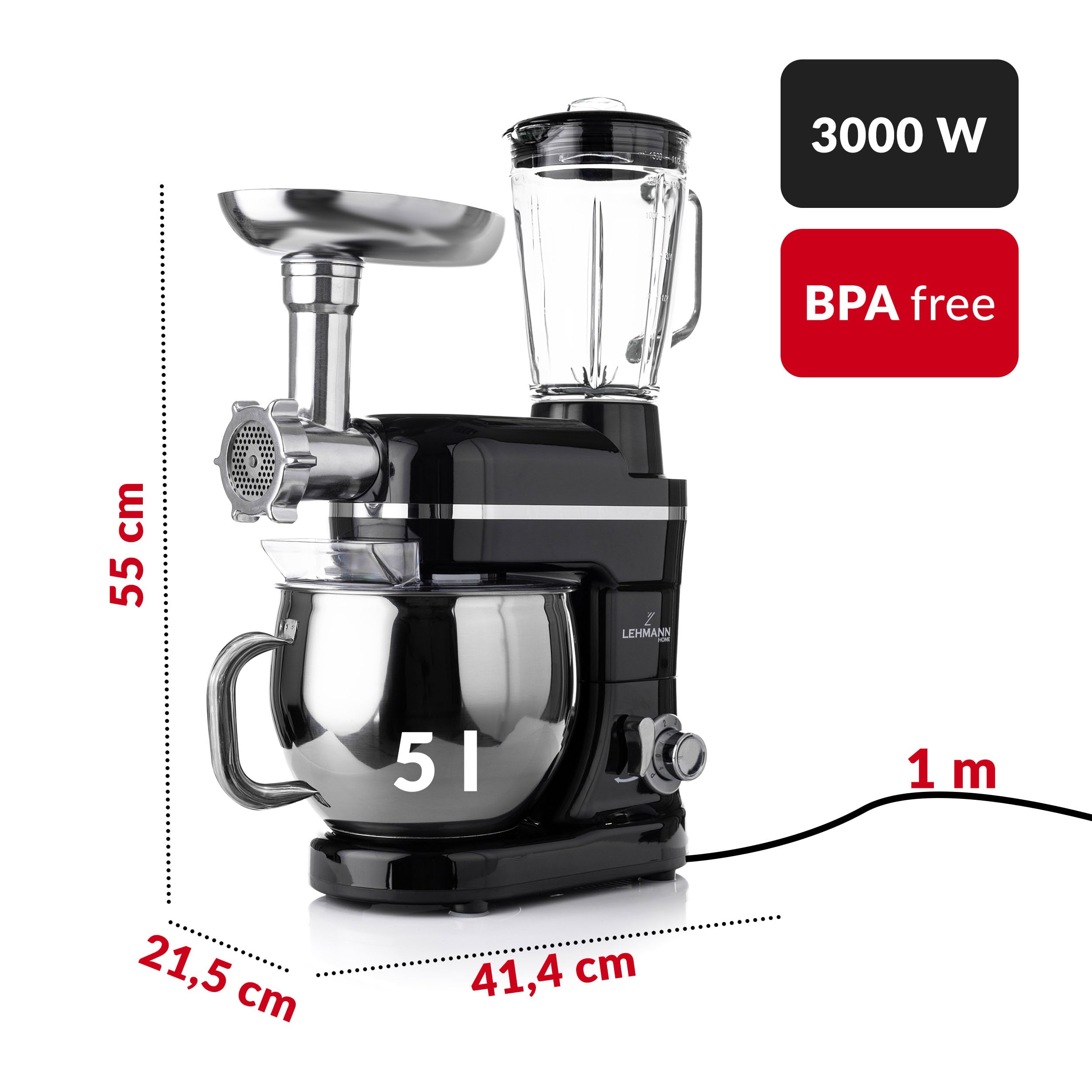 lehmann-k-chenmaschine-3-in-1-5-l-mit-fleischwolf-und-glasmixer image 3