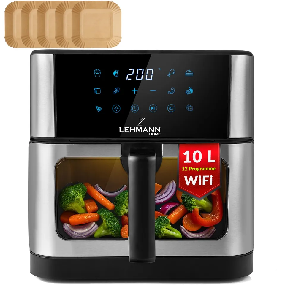 lehmann-hei-luftfritteuse-10l-air-fryer-xxl-wifi-sichtfenster image 1