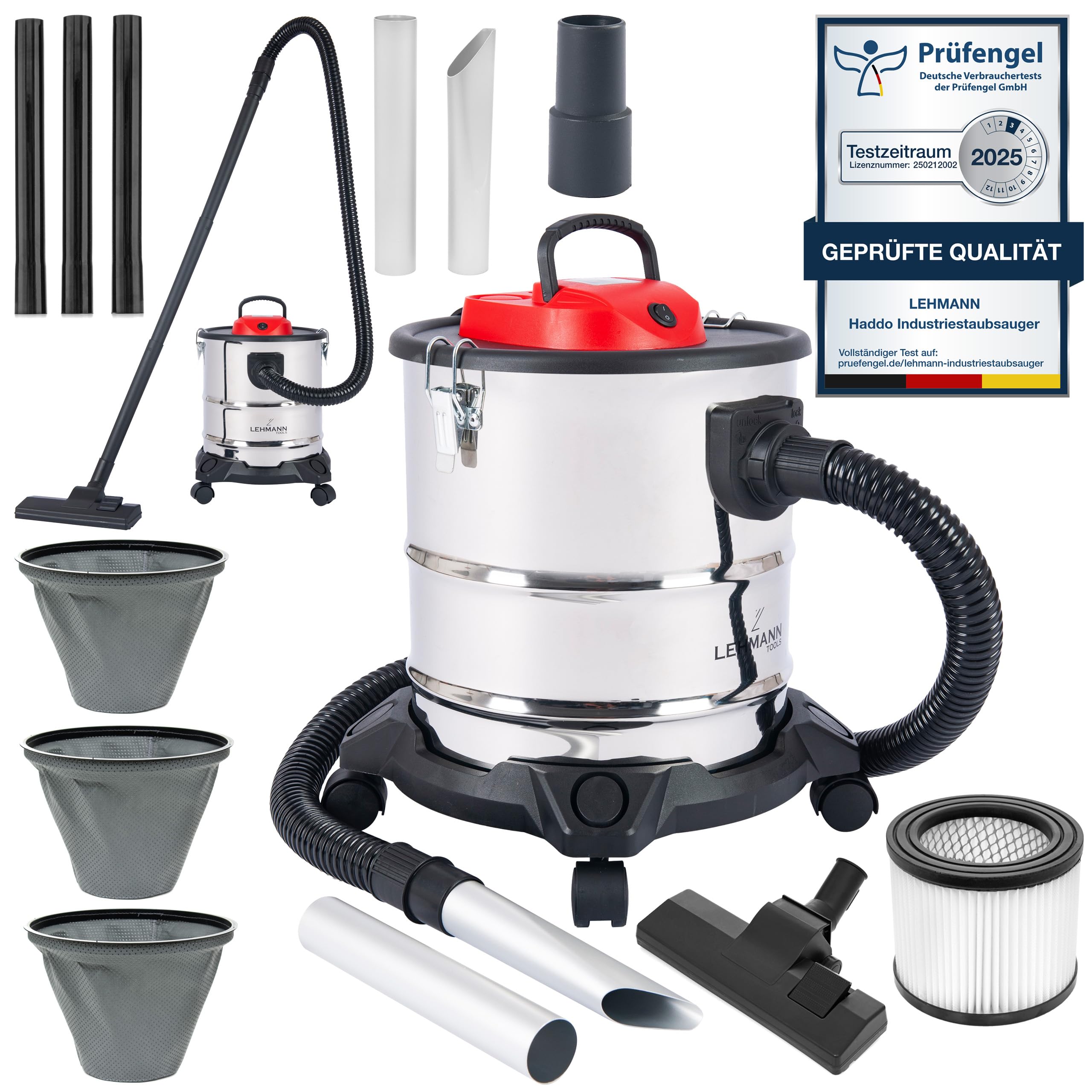 lehmann-haddo-industriestaubsauger-2000w-silber-20-liter image 1