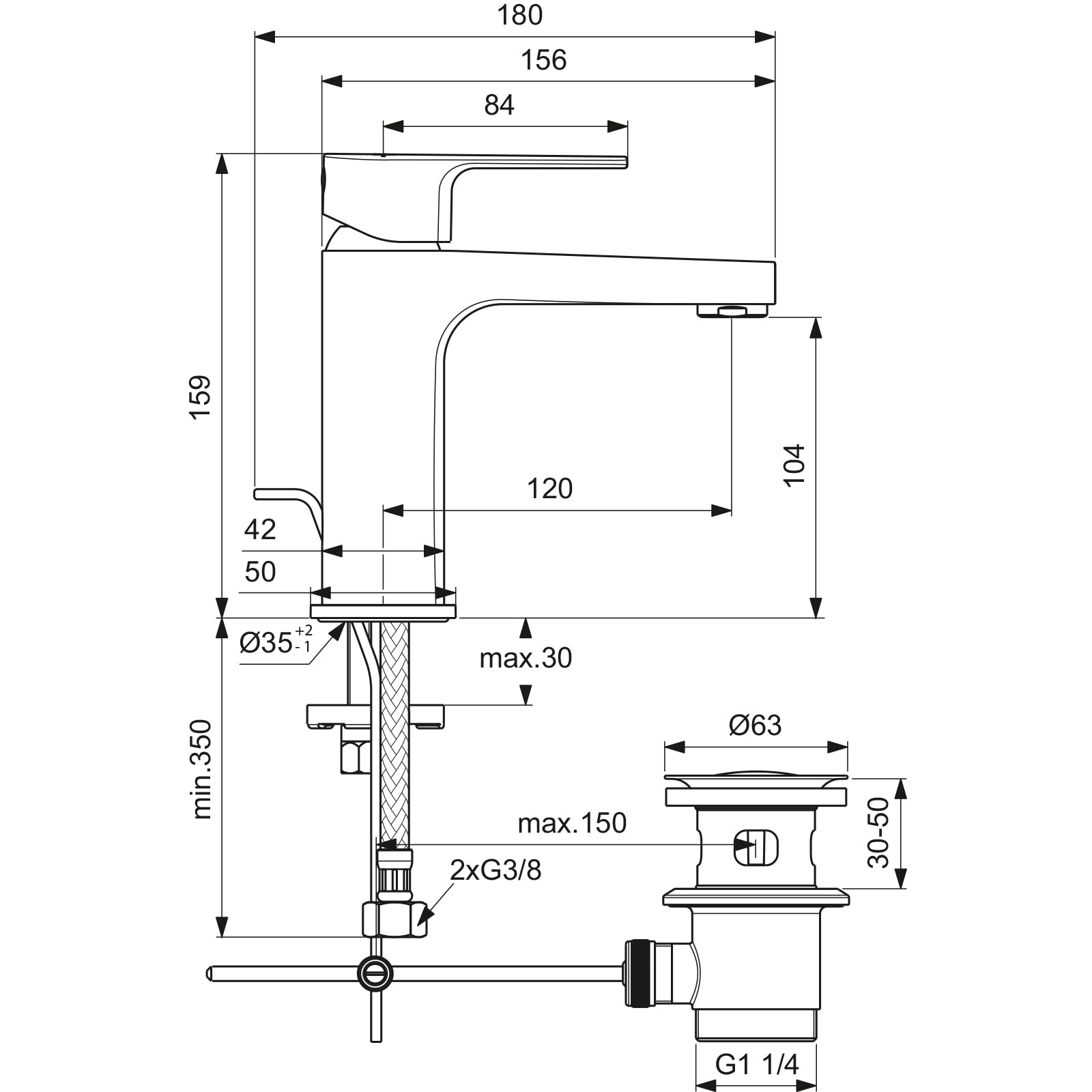 ideal-standard-melange-bc686aa-waschtischarmatur-104mm-chrom image 7