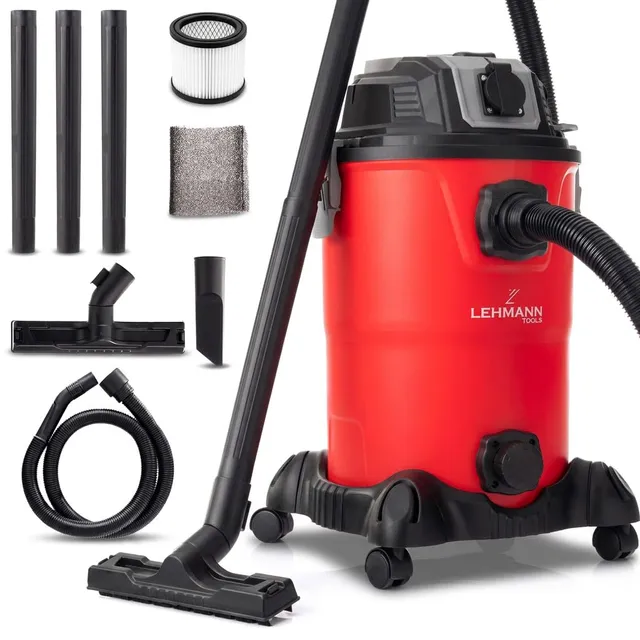 lehmann-industriestaubsauger-30l-2000w-rot-steckdose-hepa image 1