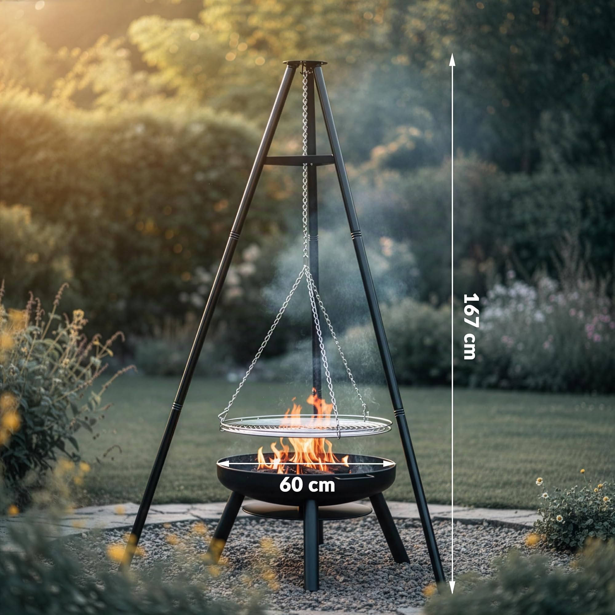 lehmann-schwenkgrill-feuerschale-60-cm-schwarz-mit-grillrost image 3