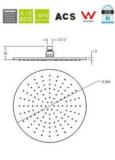 gr-nblatt-shower-kopfbrause-300-mm-messing-chrom-rund image 2