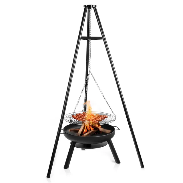 lehmann-schwenkgrill-feuerschale-60-cm-schwarz-mit-grillrost image 1