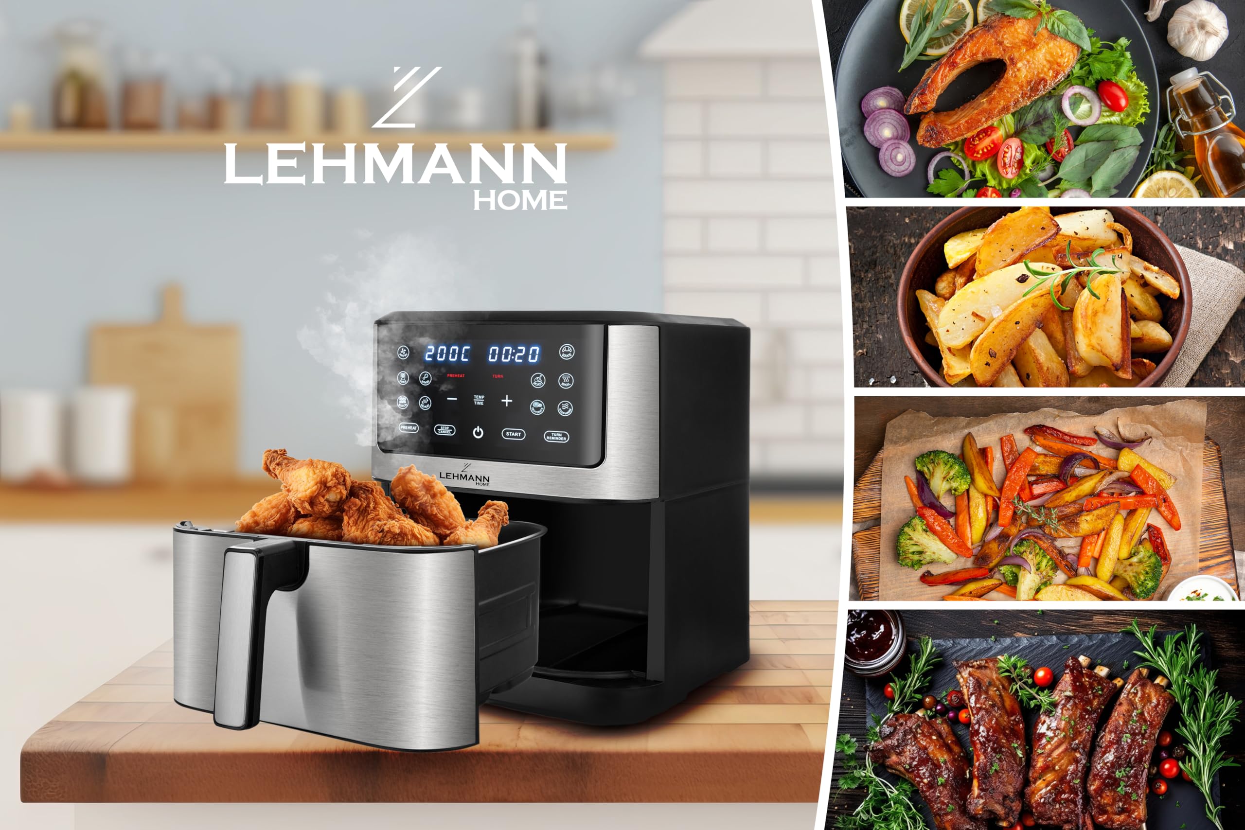 lehmann-hei-luftfritteuse-xxl-8l-1800w-12-programme-air-fryer image 3