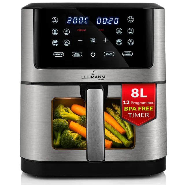 lehmann-hei-luftfritteuse-xxl-8l-dual-zone-sichtfenster-12-prog image 1