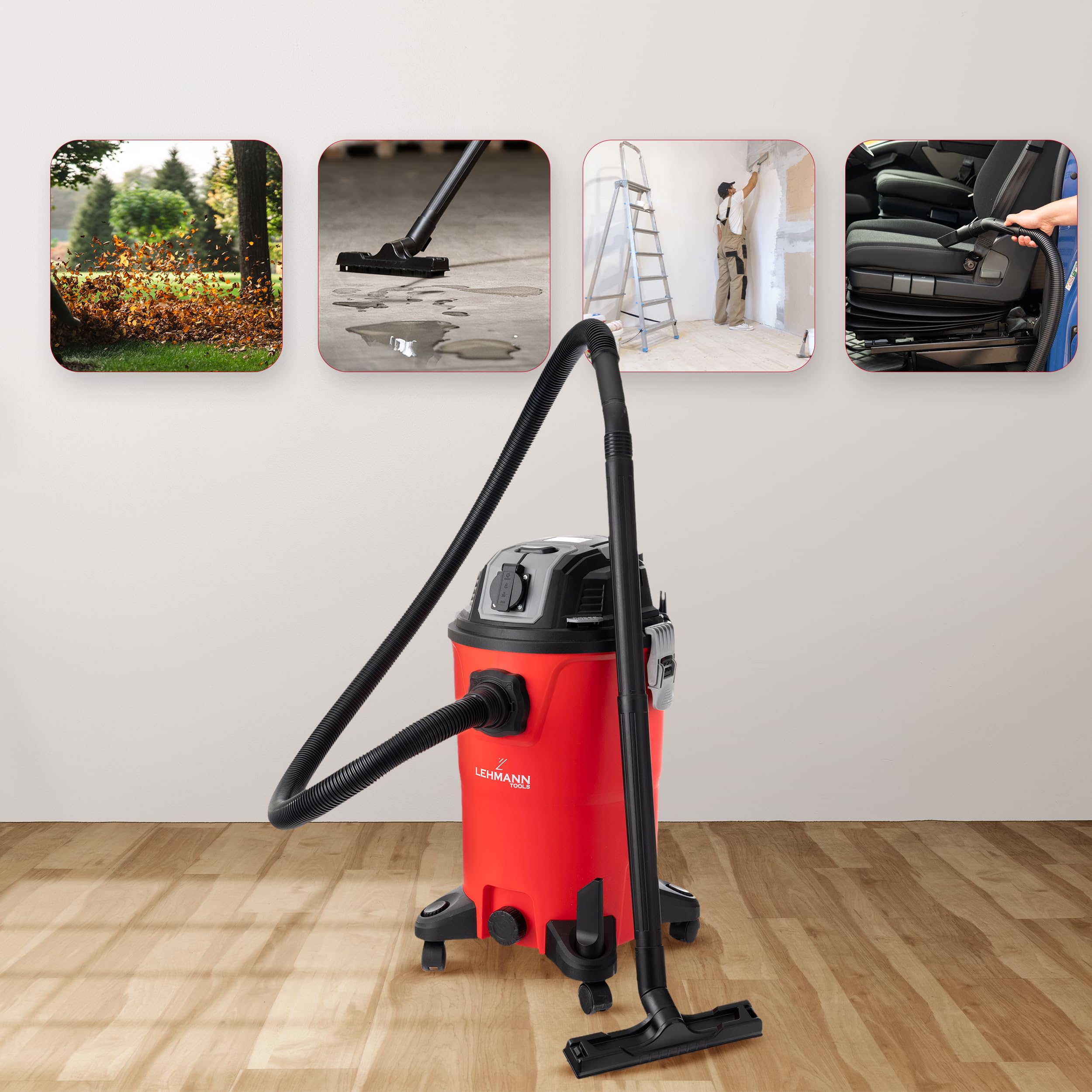 lehmann-industriestaubsauger-30l-2000w-rot-steckdose-hepa image 6