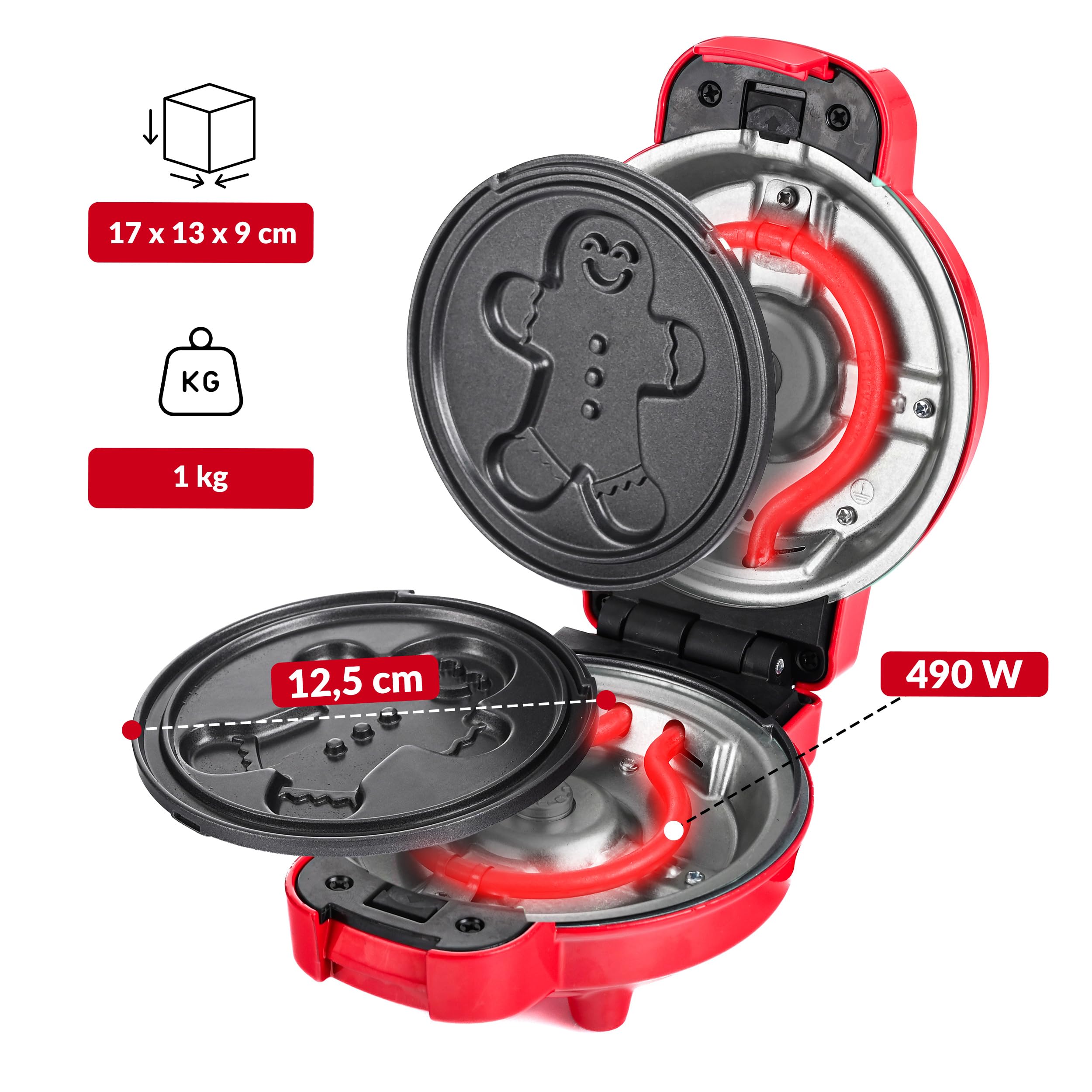 lehmann-gofrownice-mini-waffeleisen-rot-wechselplatten-4in1 image 7